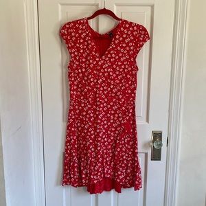 J Crew. Adorable ruffle hem faux wrap dress. For work or fun!